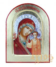 Икона Пресвятая Богородица Казанская в позолоте Греческий стиль, арочная, 21x29 см,только в Axios - фото