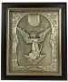 Икона в металле Ангел Хранитель, посеребрение, рамка из дерева, 11х14 см