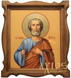 Писаная Икона Святой апостол Петр, 35х31 см (размер с киотом) - фото