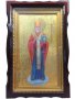 Писаная икона Святой Николай, резной багет, киот, 28х44 см