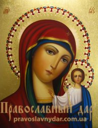 Писаная икона Казанская Богородица с Иисусом - фото
