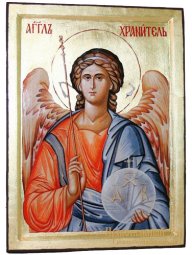 Икона Святой Ангел Хранитель в позолоте Греческий стиль 17x23 см - фото