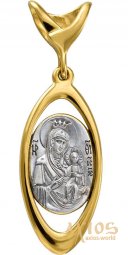 Образ Божией Матери «Иверская», серебро 925° с позолотой - фото