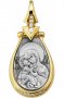 Образ Божией Матери «Владимирская», серебро 925° с позолотой, камни