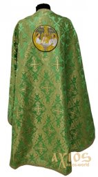 Облачение иерейское, зеленая парча, греческий крой, вышитая икона Троицы - фото