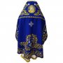 Облачение иерейское, вышитое на габардине синего цвета, вышитая икона Богоматери