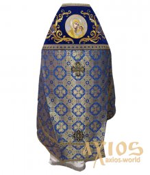 Облачение иерейское, комбинированное, основная ткань - парча, плечи вышиты на темно - синем бархате, вышитая икона - фото