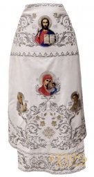 Облачение иерейское, белый бархат, вышитая икона Спасителя, иконы Святых - фото