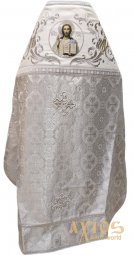 Облачение иерейское, комбинированое, парча белого цвета, ткань "афонский крест"   - фото