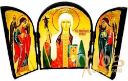 Икона под старину Святая благоверная Тамара Царица Грузинская Складень тройной 14x10 см Икона под старину Святая благоверная Тамара Царица Грузинская Складень тройной 14x10 см - фото