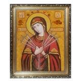Янтарная икона Божия Матерь Семистрельная 15x20 см