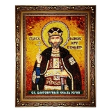 Янтарная икона Святой благоверный князь Юрий 30x40 см