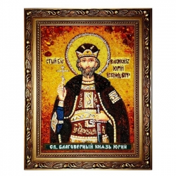 Янтарная икона Святой благоверный князь Юрий 30x40 см - фото