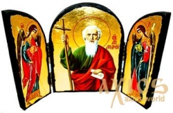 Икона под старину Святой Апостол Андрей Складень тройной 14x10 см - фото