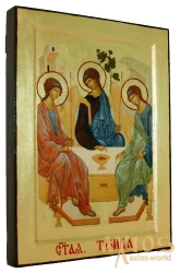 Икона Святая Троица преподобного Андрея Рублева Греческий стиль в позолоте 13x17 см без шкатулки - фото