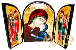 Икона под старину Святая Анна Складень тройной 14x10 см - фото