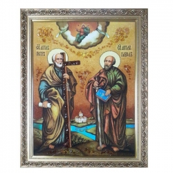 Янтарная икона Святые Апостолы Петр и Павел 15x20 см - фото