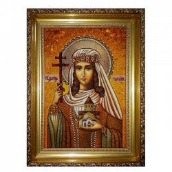 Янтарная икона Святая благоверная Тамара Царица Грузинская 80x120 см - фото