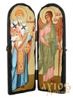 Икона под старину Святитель Спиридон Тримифунтский и Святой Ангел Хранитель Складень двойной 10x30 см