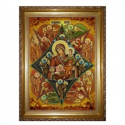 Янтарная икона Пресвятая Богородица Неопалимая Купина 15x20 см - фото