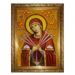 Янтарная икона Пресвятая Богородица Семистрельная 60x80 см - фото