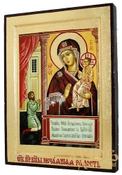 Икона Пресвятая Богородица Нечаянная радость в позолоте Греческий стиль 13x17 см без шкатулки - фото