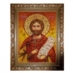 Янтарная икона Святой мученик Назарий Римлянин 60x80 см - фото