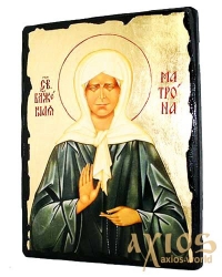 Икона под старину Святая блаженная Матрона Московская с позолотой 21x29 см Икона под старину Святая блаженная Матрона Московская с позолотой 21x29 см - фото