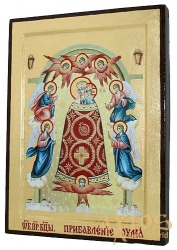 Икона Пресвятая Богородица Прибавление ума в позолоте Греческий стиль 13x17 см без шкатулки - фото