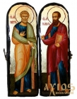 Икона под старину Святые Апостолы Петр и Павел Складень двойной 10x30 см