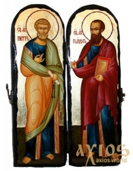 Икона под старину Святые Апостолы Петр и Павел Складень двойной 10x30 см - фото
