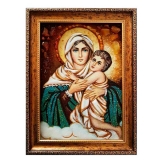 Янтарная икона Пресвятая Богородица с Младенцем Христом 15x20 см