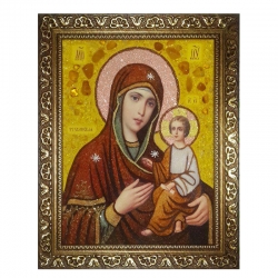 Янтарная икона Пресвятая Богородица Тихвинская 80x120 см - фото
