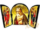 Икона под старину Преподобный Серафим Саровский, Чудотворец Складень тройной 14x10 см