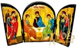Икона под старину Святая Троица преподобного Андрея Рублева Складень тройной 14x10 см