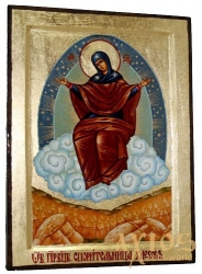 Икона Пресвятая Богородица Спорительница хлебов Греческий стиль в позолоте 30x40 см - фото