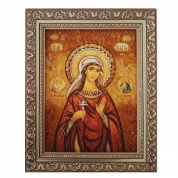 Янтарная икона Святая мученица Пелагея 30x40 см - фото