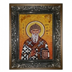 Янтарная икона Святой Спиридон Тримифунтский 30x40 см - фото