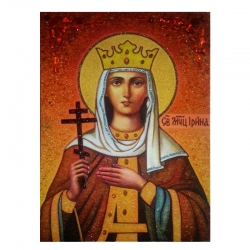 Янтарная икона Святая мученица Ирина 60x80 см - фото