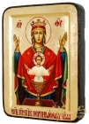 Икона Пресвятая Богородица Неупиваемая чаша Греческий стиль в позолоте 13x17 см без шкатулки