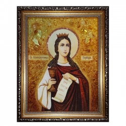 Янтарная икона Святая великомученица Варвара 60x80 см - фото