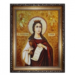 Янтарная икона Святая великомученица Варвара 15x20 см Янтарная икона Святая великомученица Варвара 15x20 см - фото