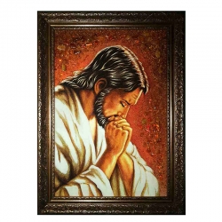Янтарная икона Господь в молитве 30x40 см - фото