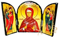 Икона под старину Святая преподобномученица Варвара Складень тройной 14x10 см Икона под старину Святая преподобномученица Варвара Складень тройной 14x10 см - фото