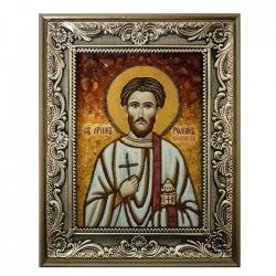Янтарная икона Святой Роман Кесарийский 60x80 см - фото