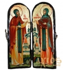 Икона под старину Святые благоверные Петр и Феврония Муромские Складень двойной 10x30 см