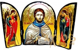 Икона под старину Преподобный Адриан Пошехонский Складень тройной 14x10 см Икона под старину Преподобный Адриан Пошехонский Складень тройной 14x10 см - фото