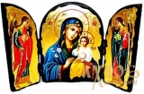 Икона под старину Пресвятая Богородица Неувядаемый Цвет Складень тройной 14x10 см