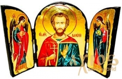 Икона под старину Святой мученик Валерий Мелитинский Складень тройной 14x10 см - фото