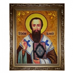 Янтарная икона Святитель Василий Великий 30x40 см - фото